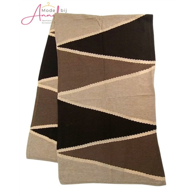 Sjaal groot vlakken WJX 26557 Bruin beige